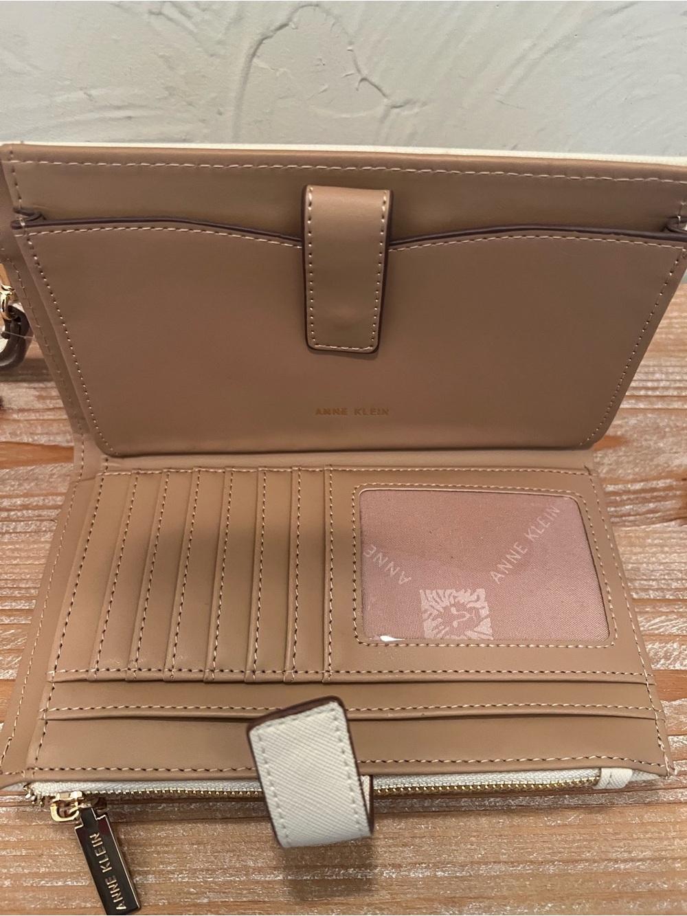 Anne Klein Cream Wristlet Clutch with Gold Hardware - Picture 3 of 8